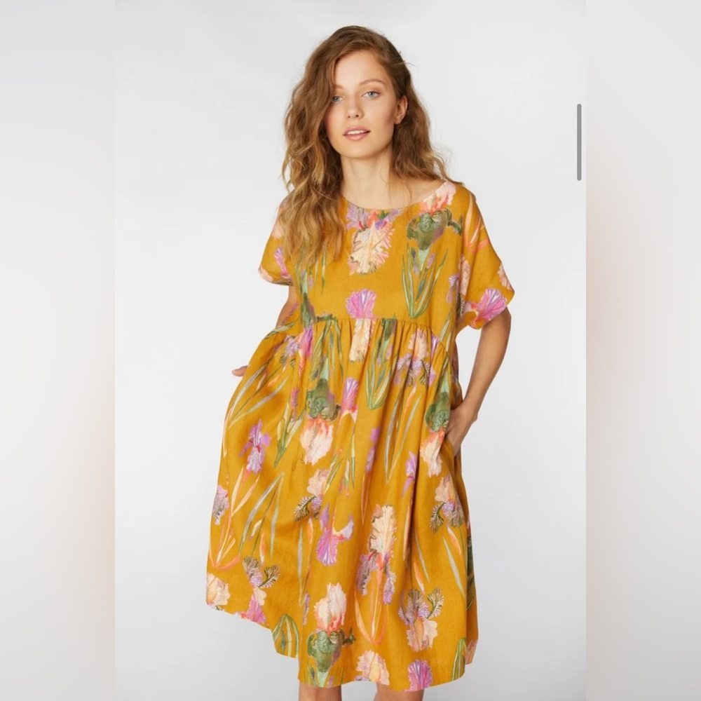 Gorman mustard linen floral dress
